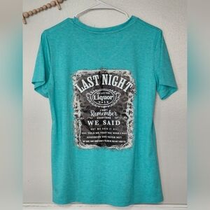 Morgan Wallen Last Night Song Lyric Teal Long Short Sleeve T-Shirt Concert